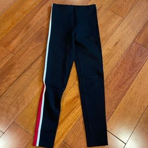 Black leggings with red & white stripes size S